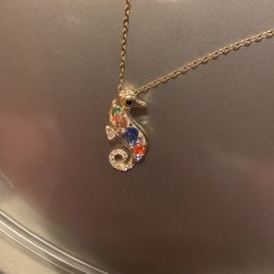 18kt gold over Sterling silver See horse necklace NWT